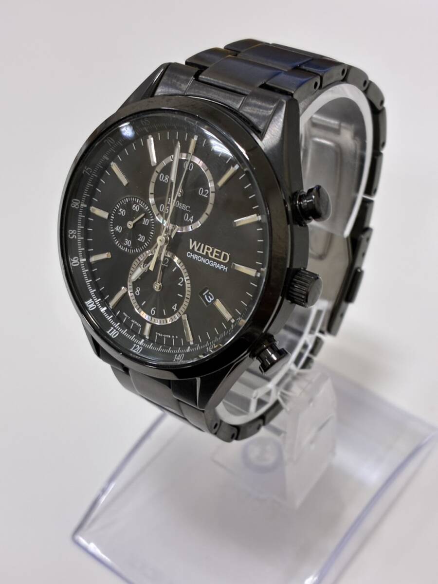 SEIKO WIRED 7T92-0SM0 クロノグラフ デイト スモセコ メンズ クオーツ 腕時計 不動品 CHRONOGRAPH 黒文字盤 セイコー ワイアード ♯3025
