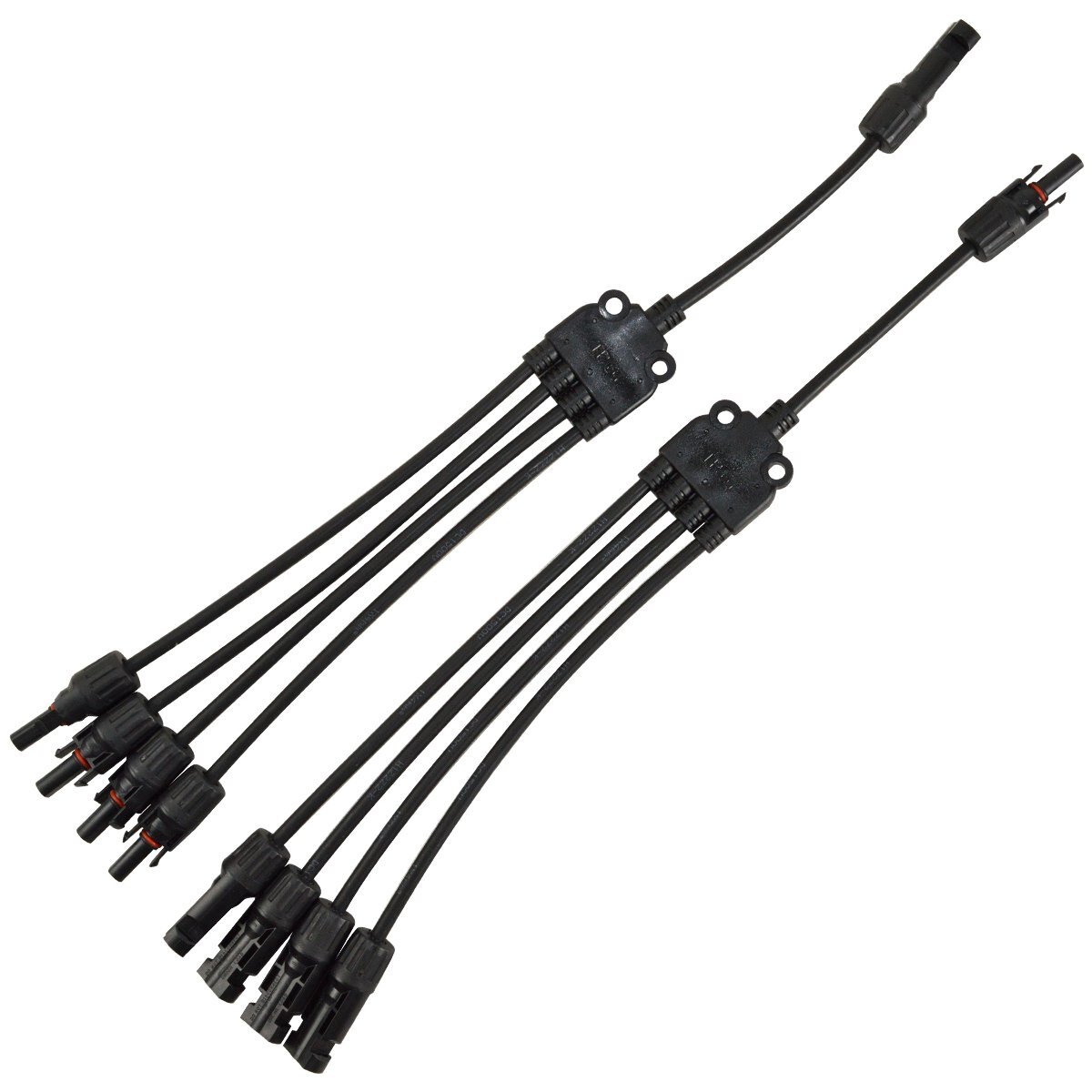 【送料250円】『1セット 2本』Y型 並列用 4分配 並列 4分岐 MC4 接続 ケーブル コネクター ソーラーパネル オス/メス プラス/マイナス 2個