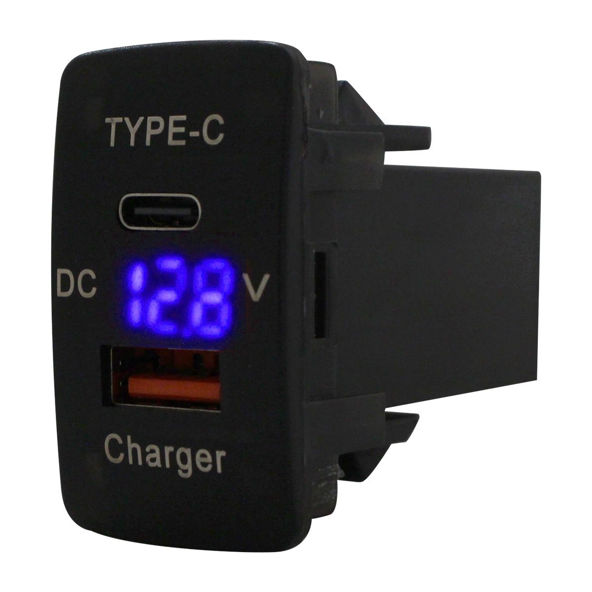 ホンダA N BOXカスタム H23.12～現在 LED:ブルー 電圧計 USB Type-C タイプC ポート QC3.0 充電 12V 増設 スイッチホールカバー