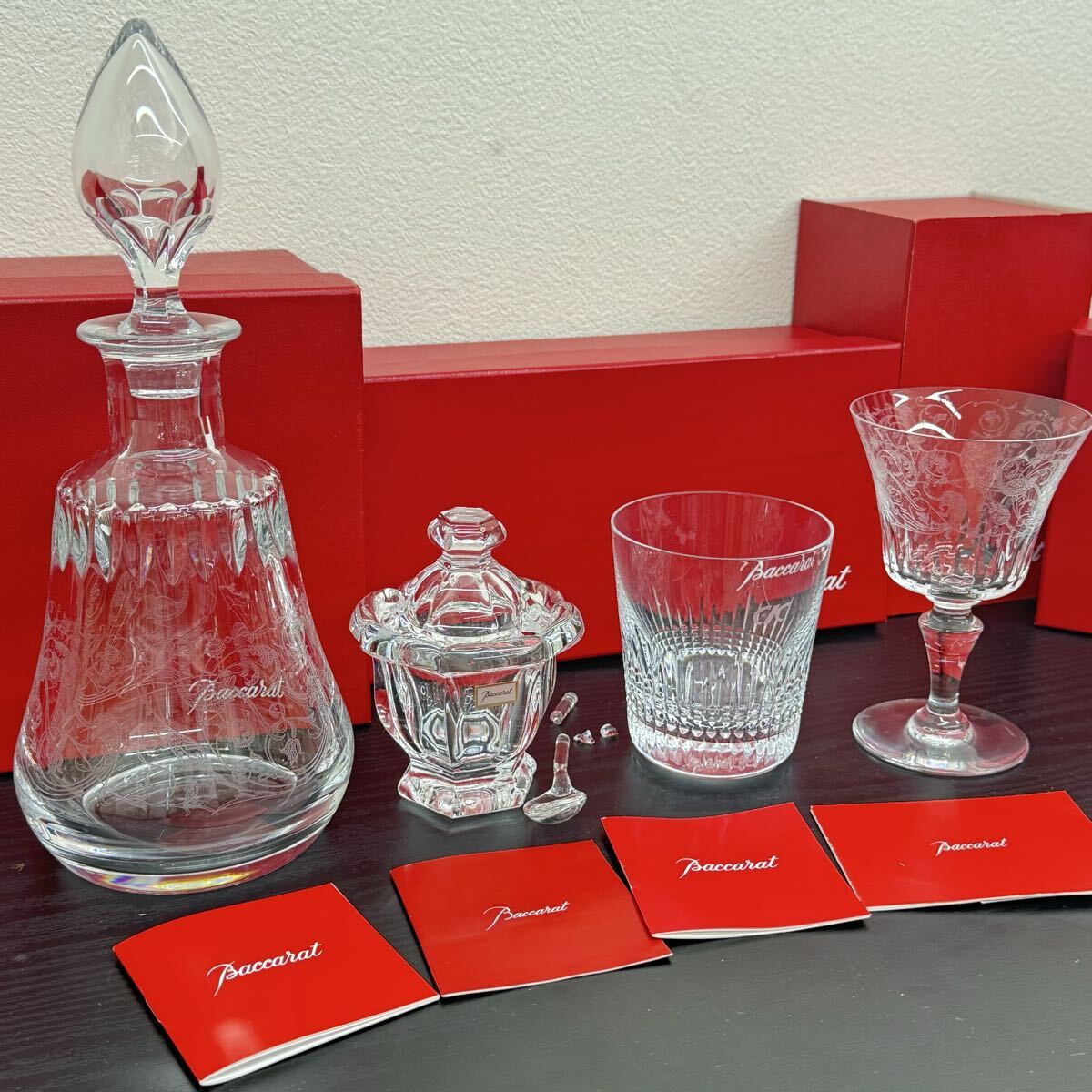 Baccarat バカラ ナンシーロックグラス パルメ ワイングラス デキャンタ ミズーリ シュガーポット クリスタル 箱付 まとめ出品　まとめ4点
