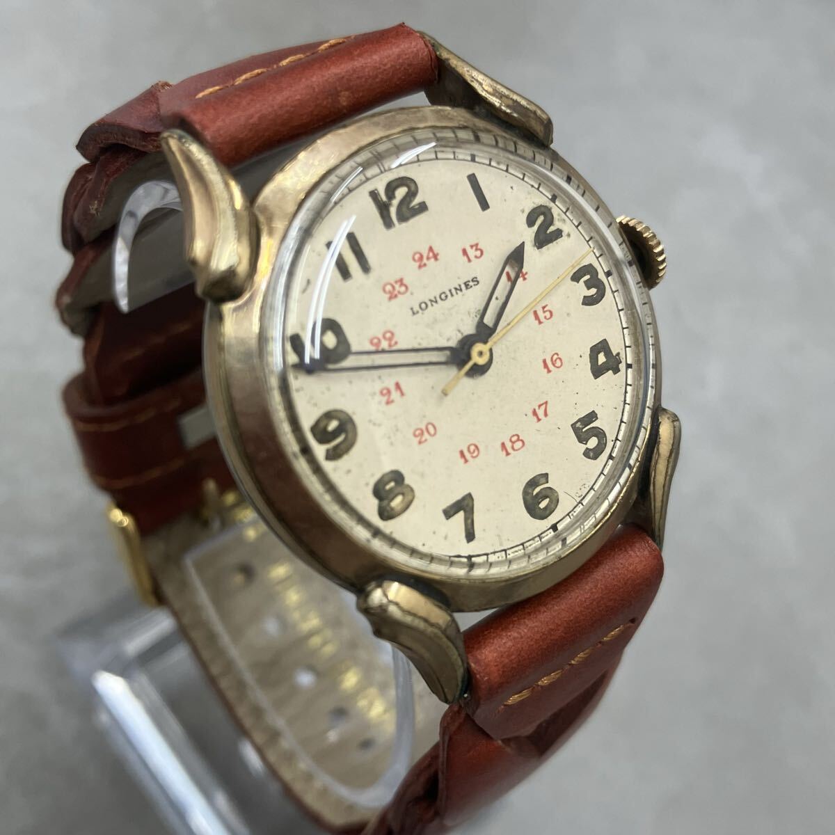 【稼働品】LONGINES ロンジン ミリタリーウォッチ 手巻き腕時計 アイボリー文字盤 ヴィンテージ アンティーク