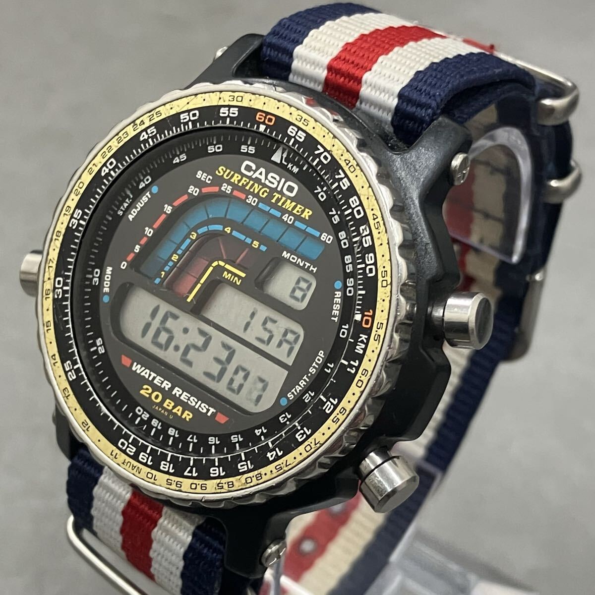 【1円スタート！】 CASIO カシオ SURFING TIMER サーフィングタイマー DW-403 20BAR デジタル時計 ストップウォッチ機能 【稼働品】