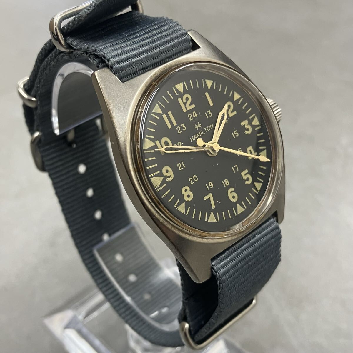 【1円スタート！】HAMILTON ハミルトン ミリタリーウォッチ GG-W-113 手巻き腕時計 アメリカ軍 ヴィンテージ アンティーク【稼働品】