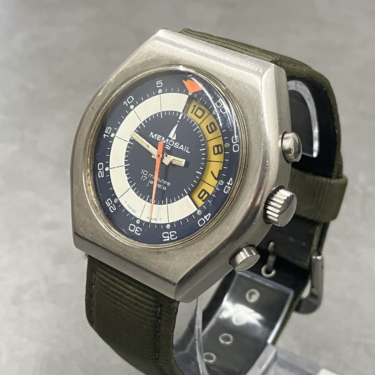 【1円スタート！】MEMOSAIL メモセイル レガッタ 競技用 クロノグラフ 17石 10minutes 手巻き腕時計 ヴァンテージ アンティーク【稼働品】
