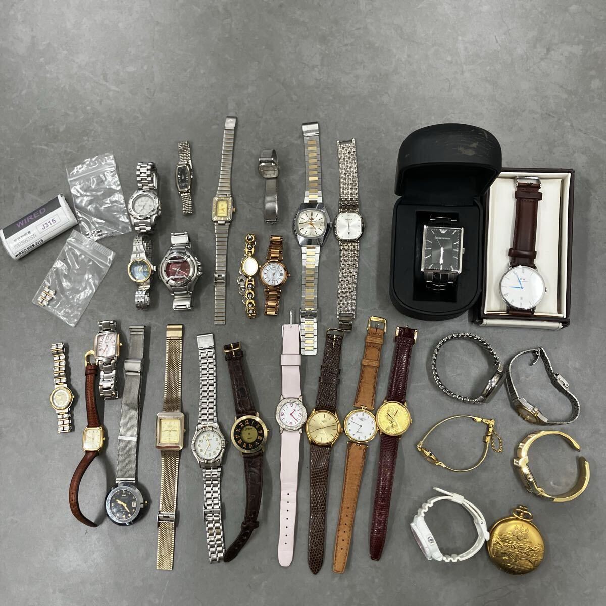 【1円スタート！】ジャンク腕時計 まとめ売り 29点 SEIKO CITIZEN CASIO 状態様々 コマ レディース メンズ ロンジン ダニエルウェリントン