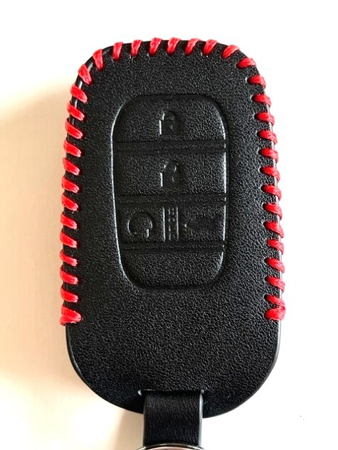 牛革ぴったりフィット EGスタート ヴェゼル スマートキーケース 黒色縫い糸赤 ヴェゼル キーケース ZR-V キーケース 1