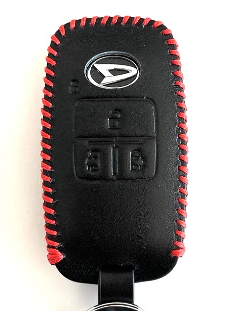 牛革ジャストフィット 新型タント スマートキーケース キャンバス 黒色縫い糸赤 キャンバス キーケース アトレー キーケース タント 1