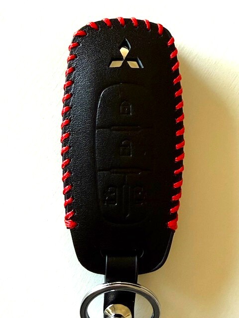 牛革ぴったり装着 超新型デリカミニ スマートキーケース 黒色縫い糸赤 BA1A~6A 新型デリカミニ キーケース EKスペース キーケース 1