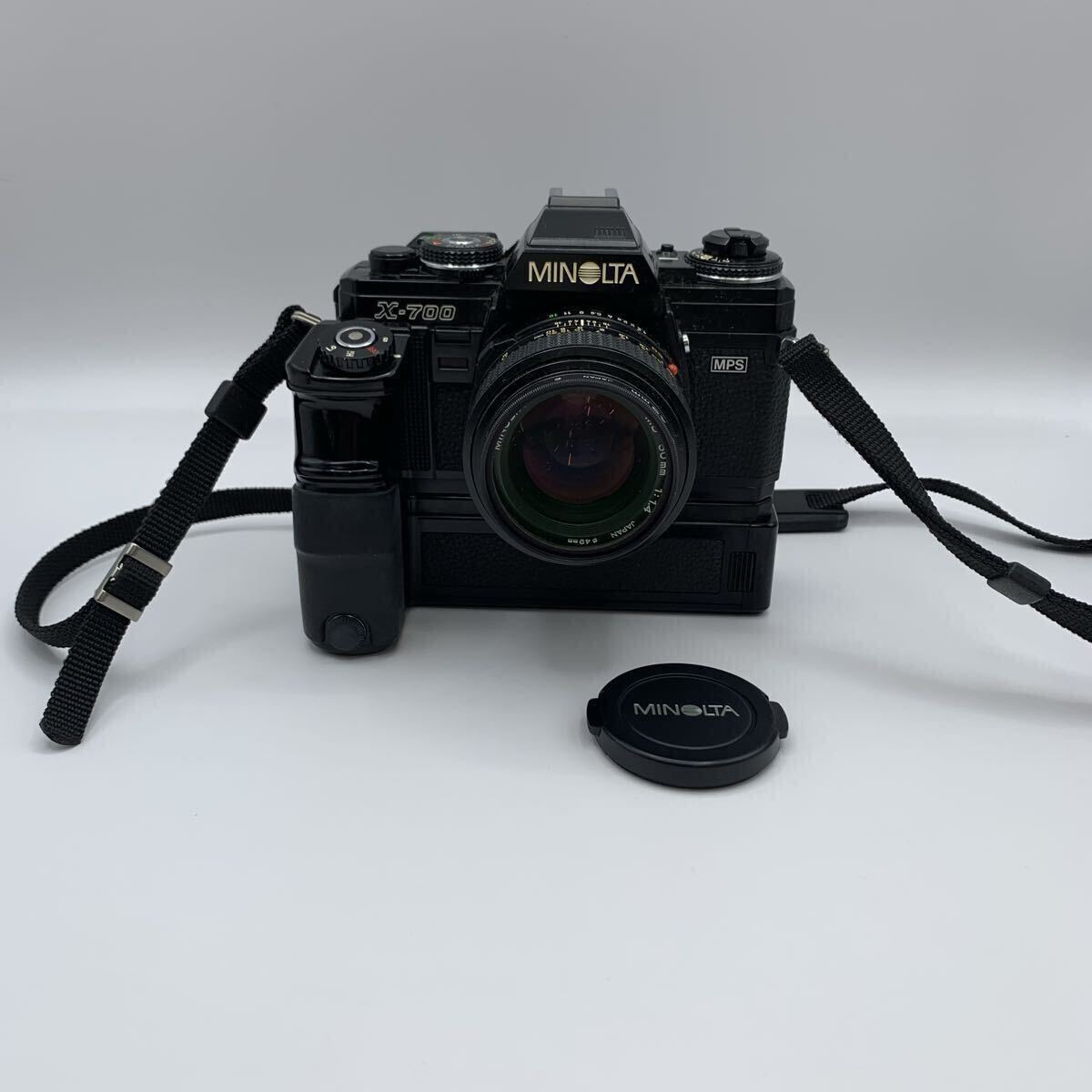 zc01 MINOLTA X-700 MPS MD 50mm F1.4 MOTOR DRIVE 1 ミノルタ フィルム一眼レフカメラ レンズ モータードライブ付き 動作未確認 現状品