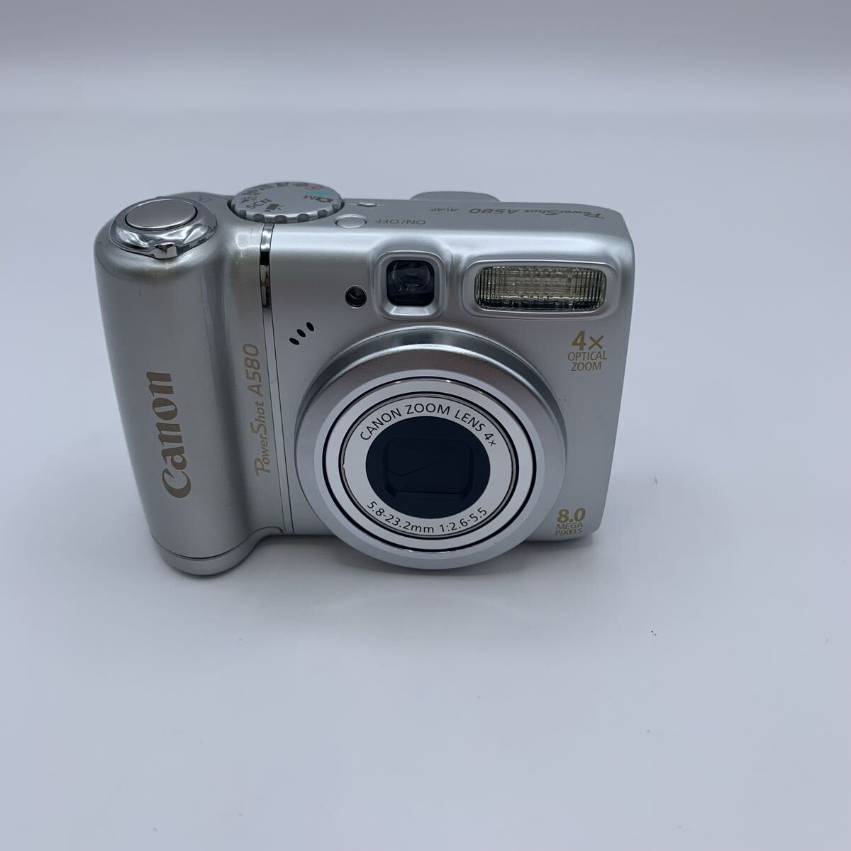 ny07 Canon キャノン PowerShot A580 コンパクトデジタルカメラ コンデジ レトロ 単3電池駆動 光学4倍ズーム シルバー 現状品 稼働品