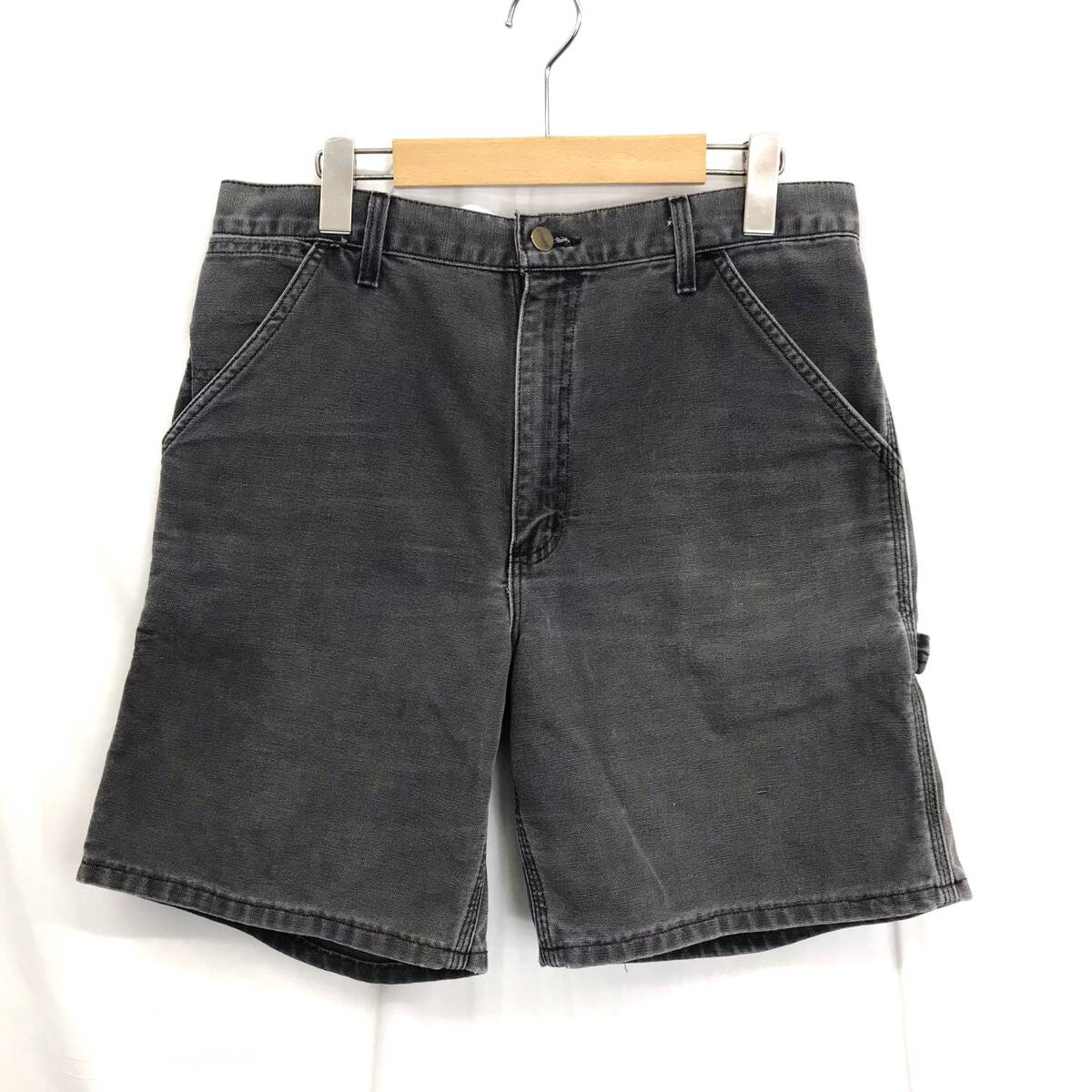 KZ9370★Carhartt : USA製 ダック地 ペインターショーツ★約84cm★フェードブラック 墨黒 ショートパンツ 90s