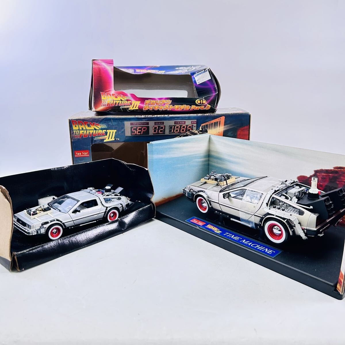 Sun Star 1/18 バック・トゥ・ザ・フューチャー Part3 デロリアン タイムマシン セット 売り ITEM NO 1712