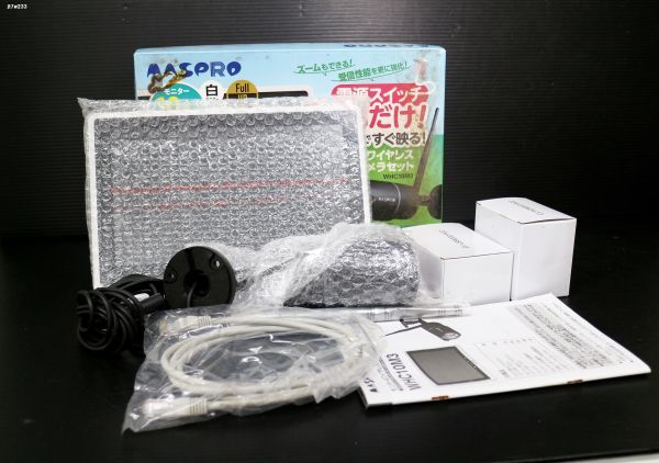 JT7w233 防犯カメラ MASPRO モニター＆ワイヤレス HDカメラセット WHC10M3 モニター通電○ その他動作未確認 80サイズ