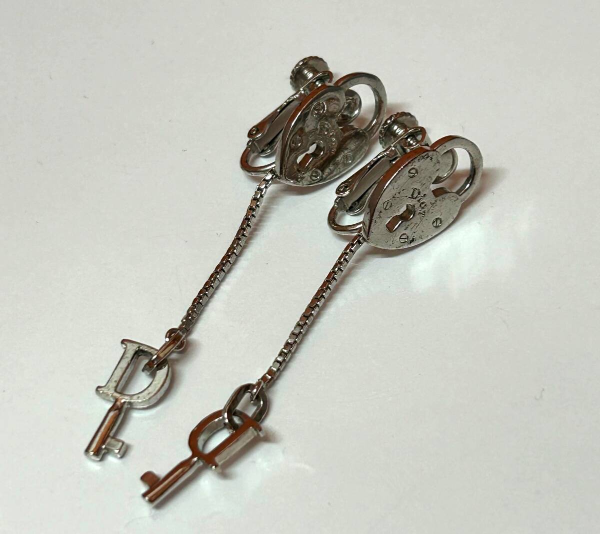 ■KT115377:ChristianDior クリスチャンディオール ハート カデナ キー イヤリング アクセサリー 中古