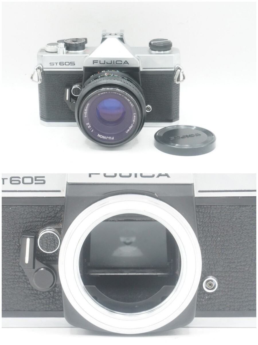 FUJIFILM FUJICA フィルム一眼レフカメラ ST605,レンズ(FUJINON 55mm F2.2) M42マウント 露出計不動,レンズ実写確認済 前キャップ付属