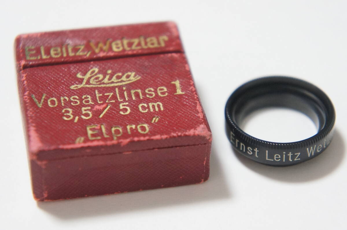 ★良品★[19mm] Leitz / Leica Elpro Vorsatzlinse 1 Elmar 5cm F3.5用クローズアップフィルター E19 ケース付 [F5546]