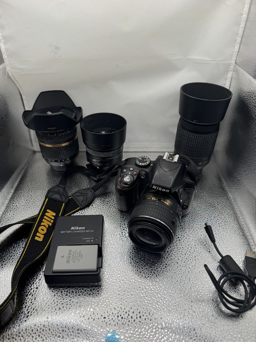 Nikon D3300 ニコン AF一眼レフ デジタル一眼レフカメラ レンズ4点セット Nikon AF-S NIKKOR 18-55 TAMRON バッテリー付き 通電動作確認済