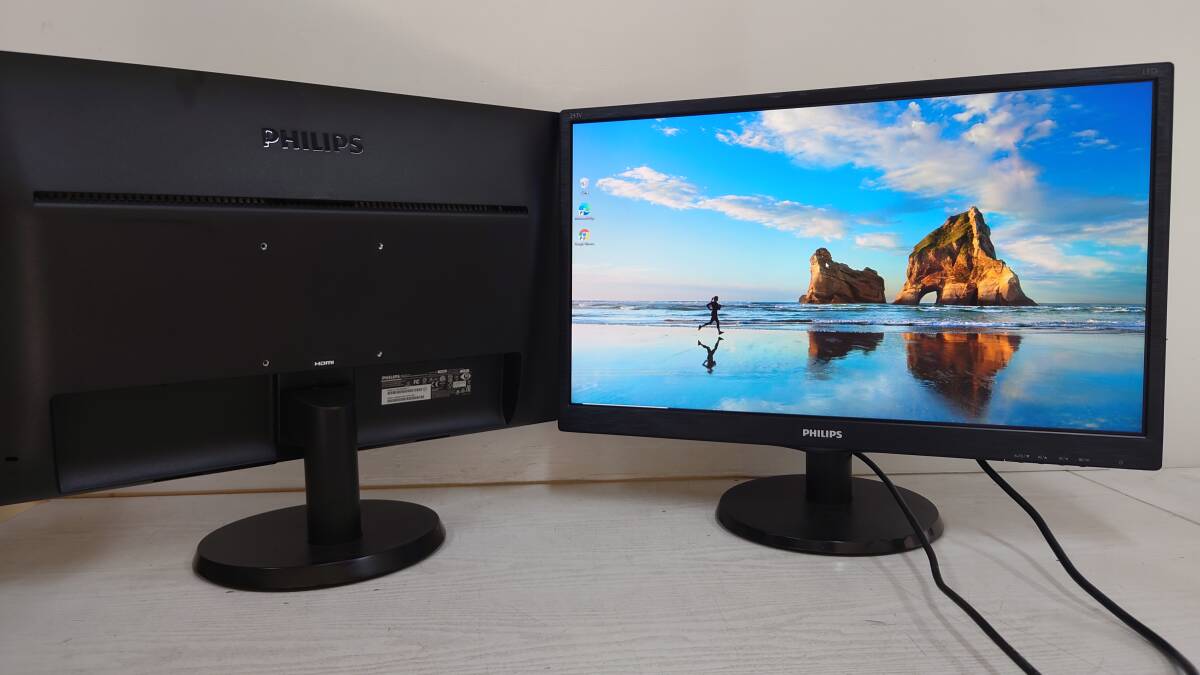 【2台セット/美品】PHILIPS フィリップス 243V5QHABA/11 243V5Q 23.6型 液晶モニタ フルHD (1920x1080) D-Sub/DVI/HDMI 動作品