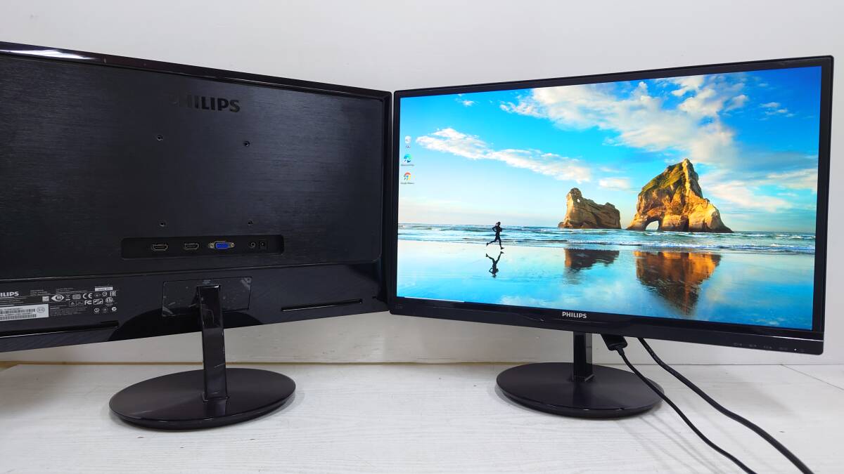 【2台セット/良品】PHILIPS フィリップス 234E5QHSB/11 23型 液晶モニタ フルHD (1920x1080) D-Sub/HDMI 動作品