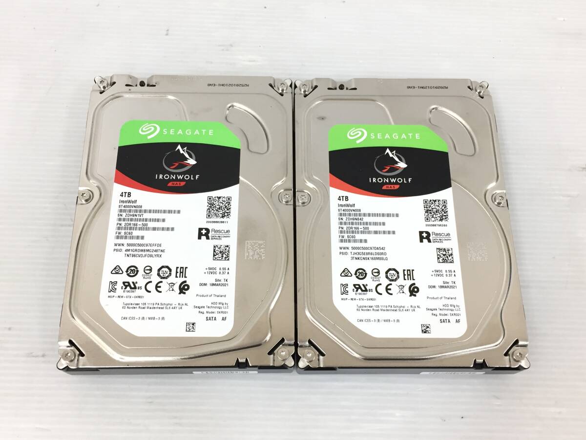 〇【2台セット】SEAGATE ST4000VN008 4TB SATA 3.5インチ 消去済 ハードディスク 動作品