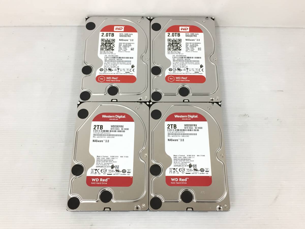 〇【4台セット】Western Digital WD20EFRX 2TB SATA 3.5インチ WD Red 消去済 正常 ハードディスク 動作品