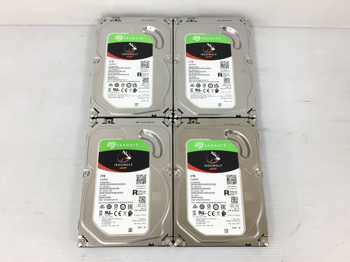 〇【4台セット】Seagate Ironwolf ST2000VN004 2TB 3.5インチ SATA 消去済 正常 ハードディスク 動作品