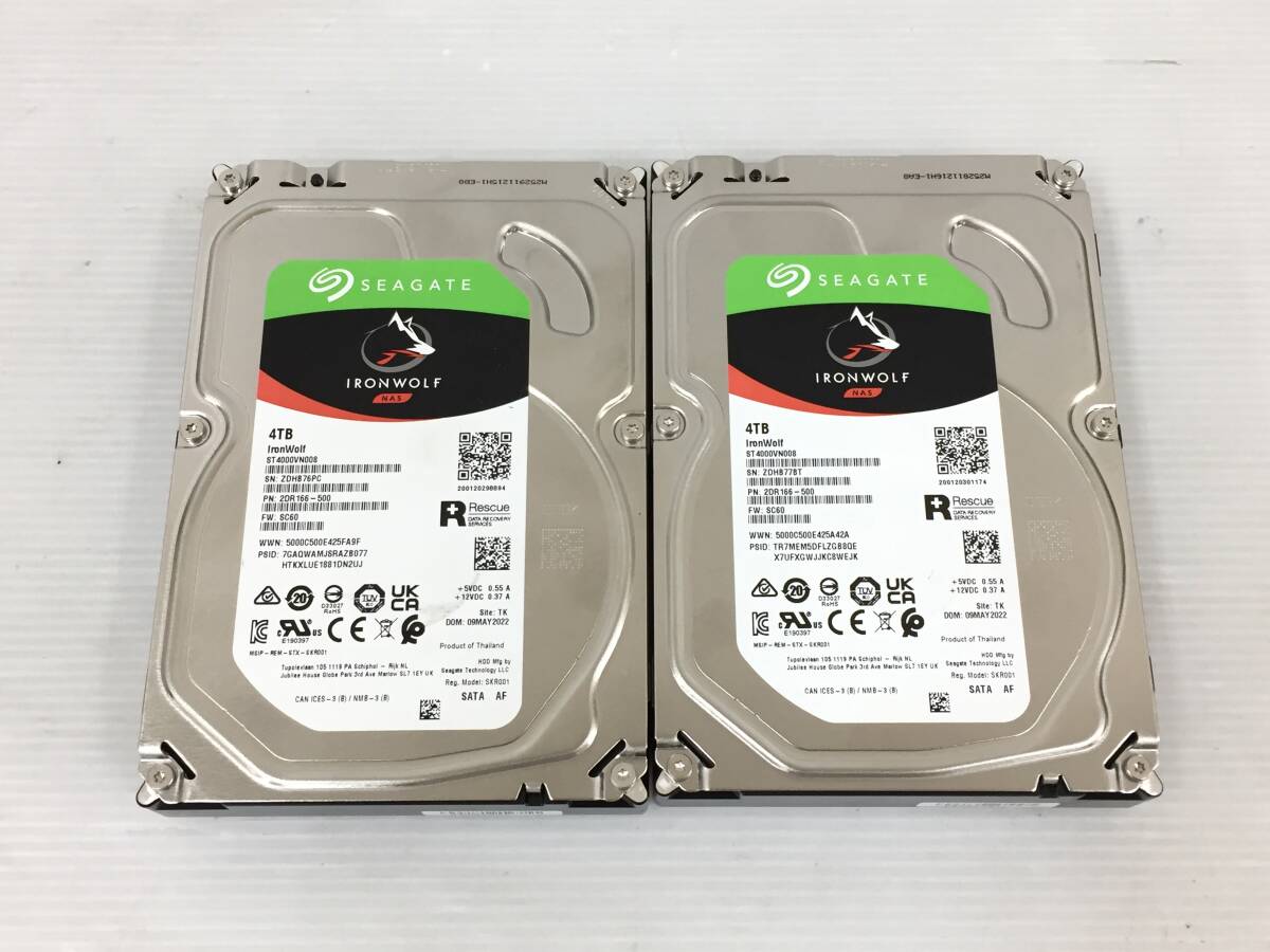 〇【2台セット】SEAGATE ST4000VN008 4TB SATA 3.5インチ 消去済 ハードディスク 動作品