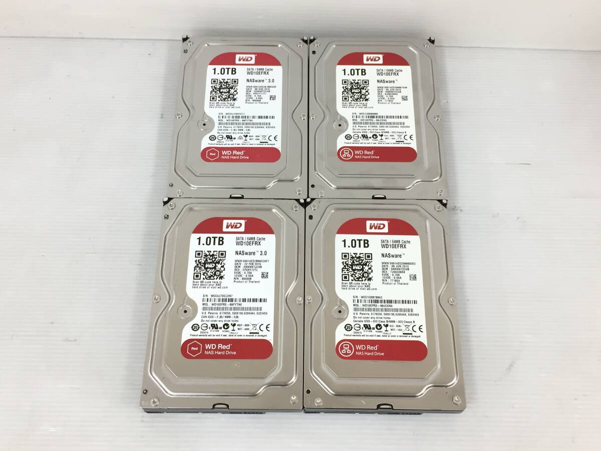〇【4台セット】Western Digital WD10EFRX 1TB 3.5インチ SATA WD Red 消去済 正常 ハードディスク 動作品