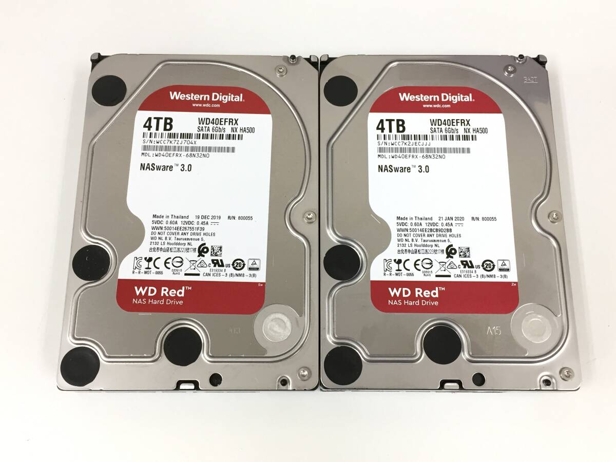 〇【2台セット】Western Digital WD40EFRX 4TB SATA 3.5インチ ハードディスク 正常 動作品