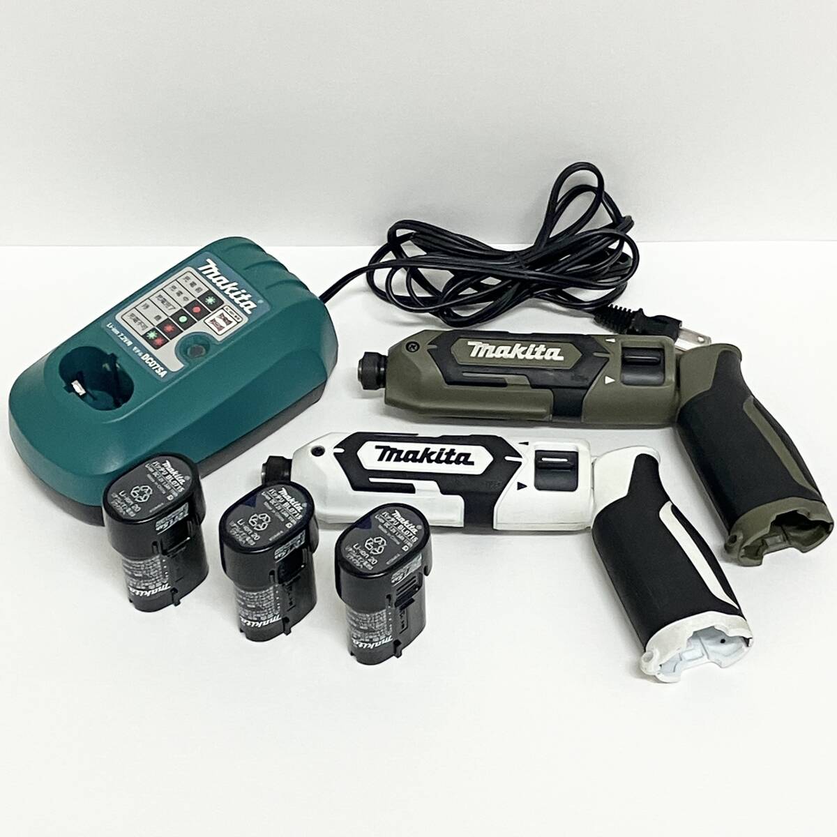 【通電確認済み】makita マキタ 電動工具 まとめ 充電式ペンインパクトドライバ TD022D 2本 バッテリ BL0715 3個 充電器 DC07SA 1個 
