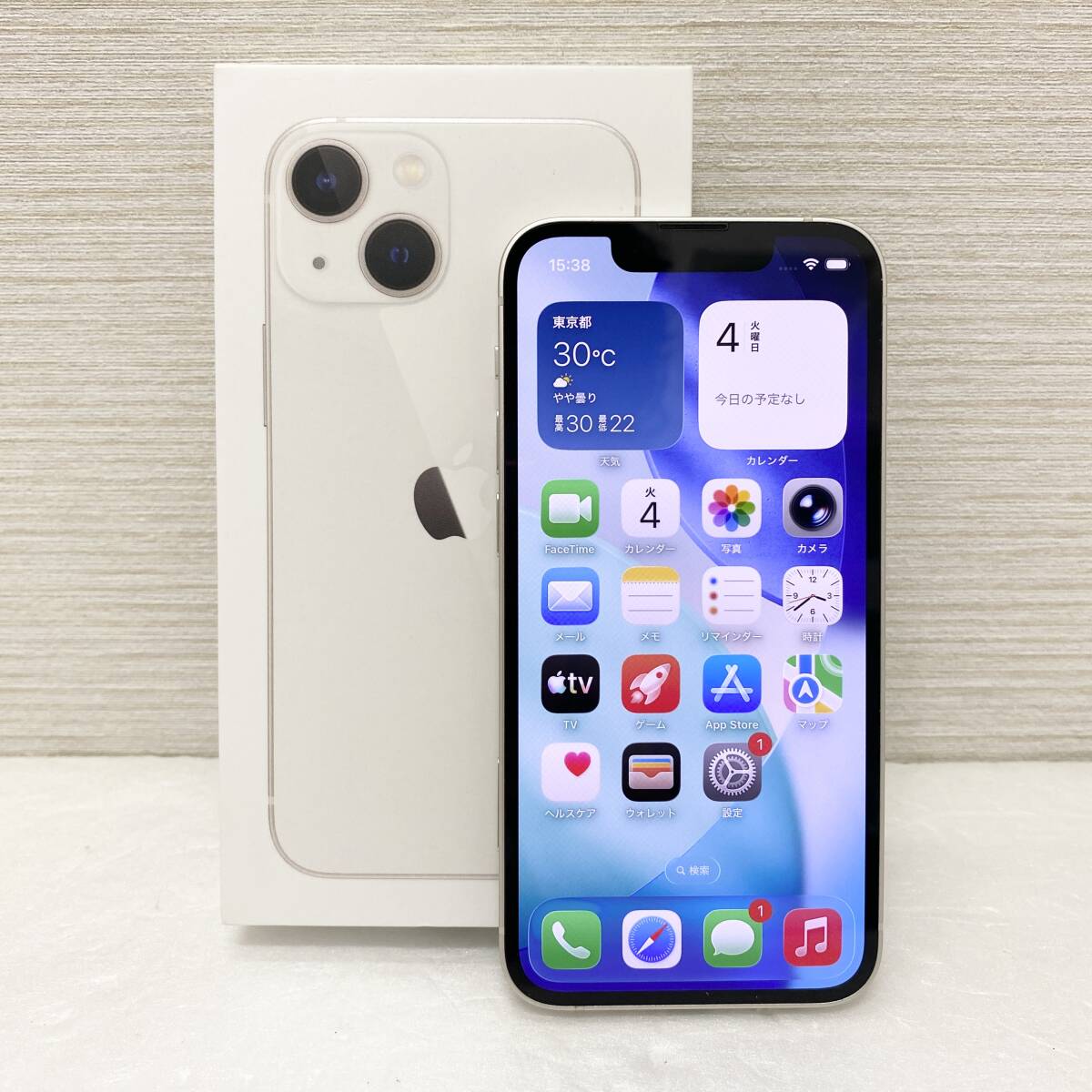 【動作OK】iPhone13mini 128GB スターライト ホワイト 最大容量80% A2626 MLJE3J/A SIMフリー Apple スマホ 本体 白 中古