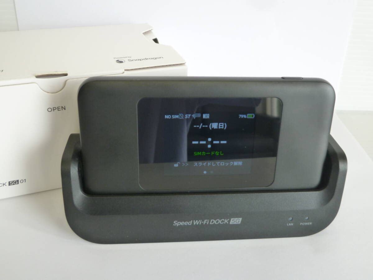 77408◆モバイルルーター KDDI Speed Wi-Fi DOCK 5G 01 CPS01SKX 利用制限○ 初期化済み ドック 元箱有◆