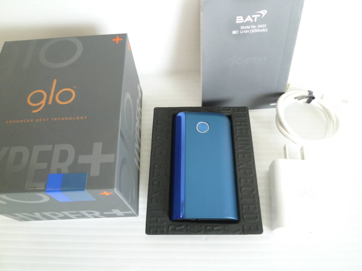 77501◆喫煙具 glo hyper+/グロー ハイパープラス G402 ブルーカラー/青色 充電器 元箱有 加熱式 電子タバコ 喫煙グッズ◆