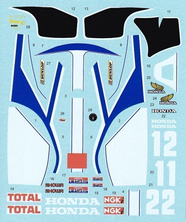 1／12 HONDA RS1000 Endurance Racer '81 デカールのみ ホンダ オートバイ タミヤ