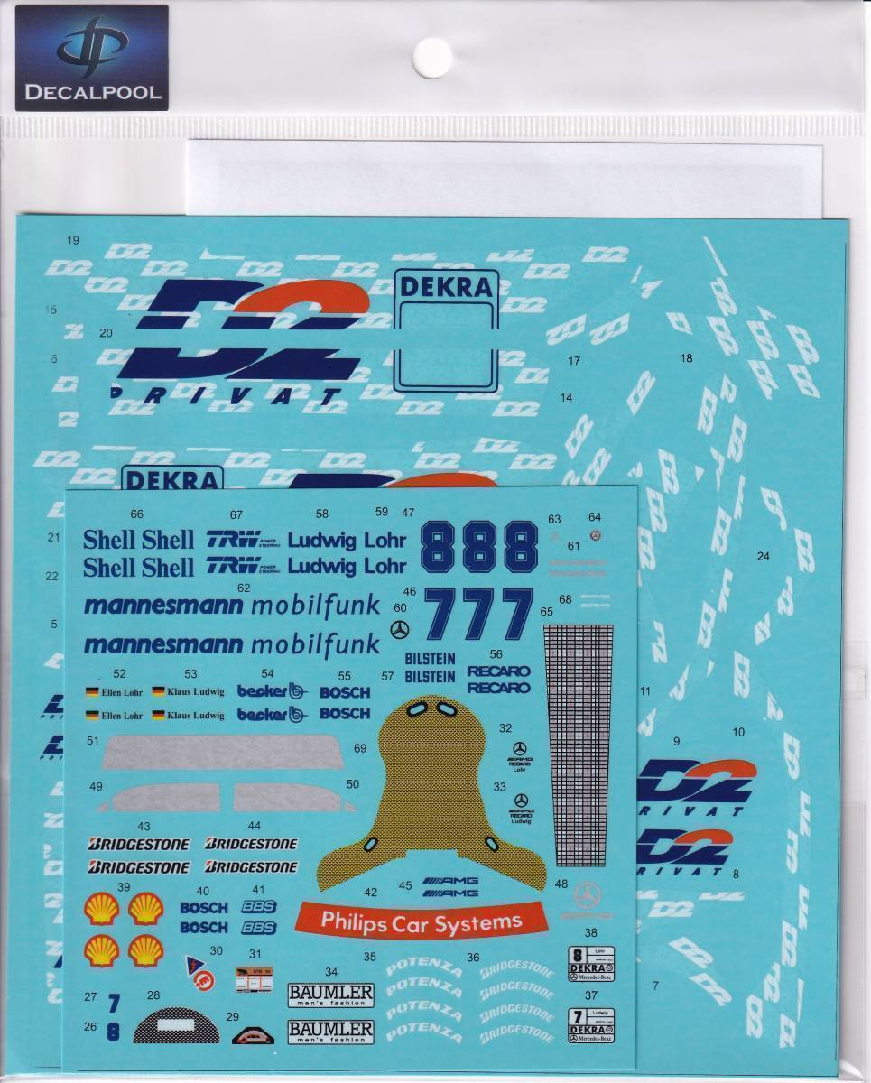 1/24 AMG M. Benz D2 #7/8 C-Class DTM '94デカールのみ タミヤ
