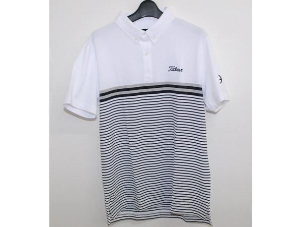 1円スタート TITLEIST タイトリスト ポロシャツ メンズ Lサイズ 吸水速乾 UVケア ストレッチ ホワイト ネイビー /GO