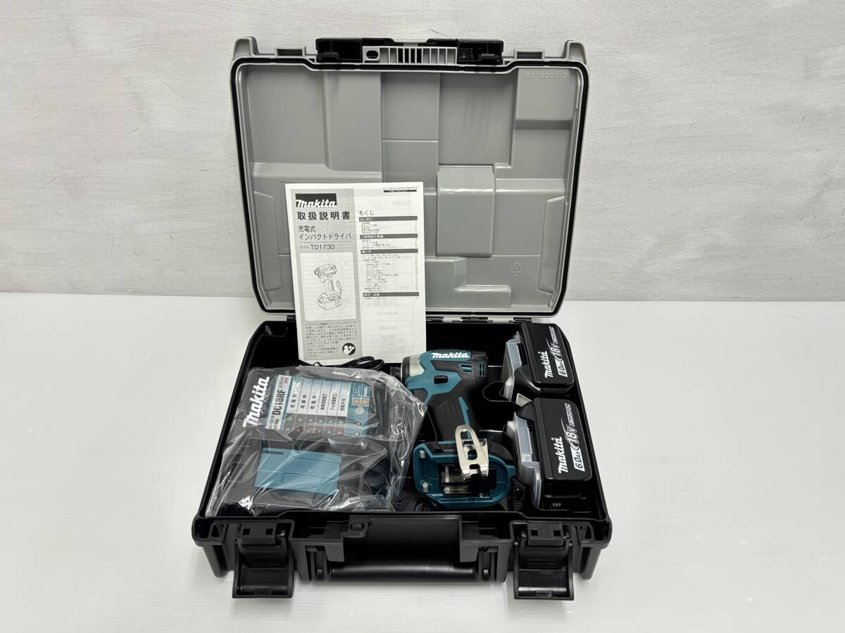 kd49）　未使用品　makita　マキタ　充電式インパクトドライバ　TD173DRGX　ブルー　充電器・バッテリ2個付き