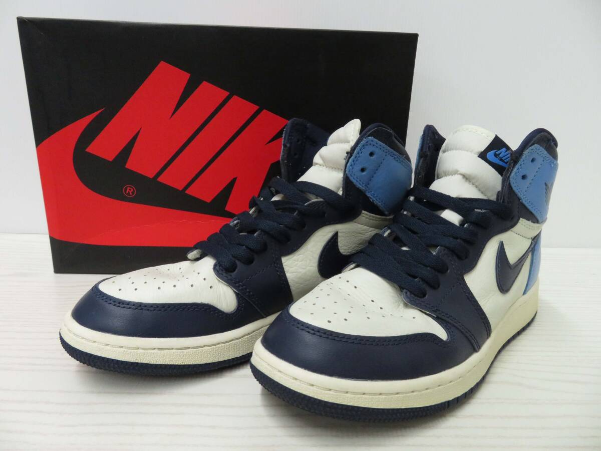 lf67) NIKE AIR JORDAN 1 RETRO HIGH OG GS ナイキ エアジョーダン1 レトロ ハイ スニーカー オブシディアン 575441-140 24cm