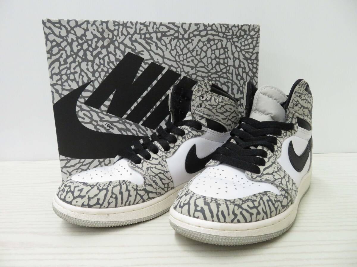 lf67) NIKE AIR JORDAN 1 RETRO HIGH OG GS ナイキ エアジョーダン1 レトロ ハイ スニーカー テックグレー セメント FD1437-052 23cm
