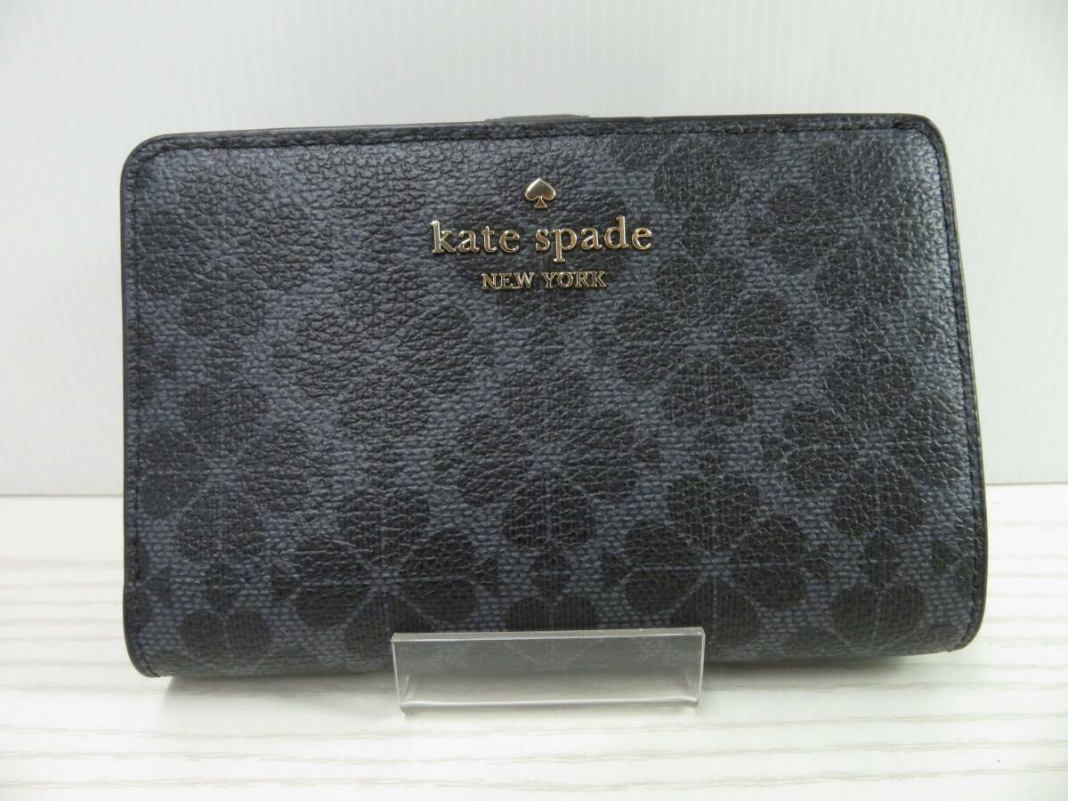 lf66) Kate Spade ケイトスペード 二つ折り財布 スペードフラワー ミディアム バイフォールド ウォレット