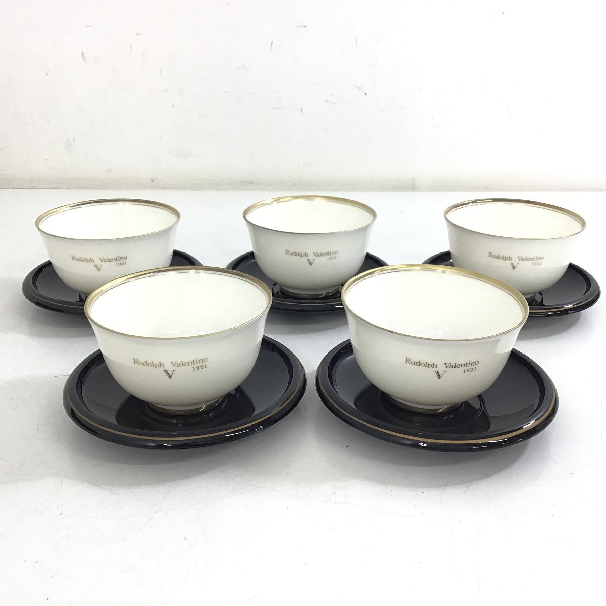 Rudolph Valentino　茶托付き煎茶セット　5客　未使用品【同梱不可/売り切り/マサオカ08-02】