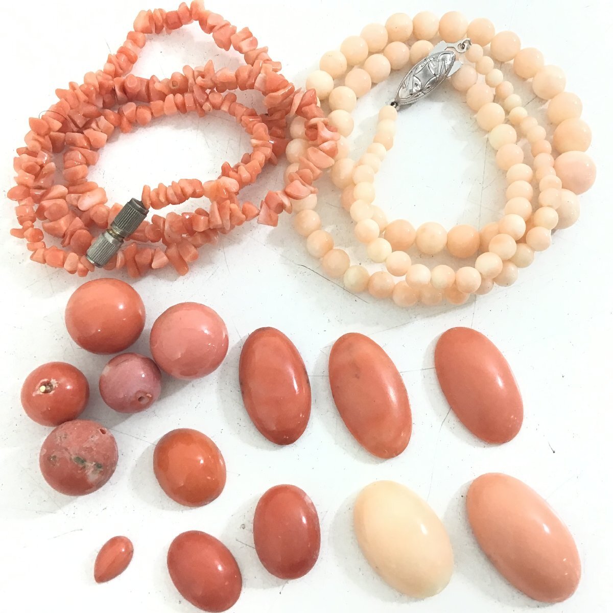 珊瑚　サンゴ　帯留め　裸石　赤色　ルース【同梱不可/売り切り/08-14】