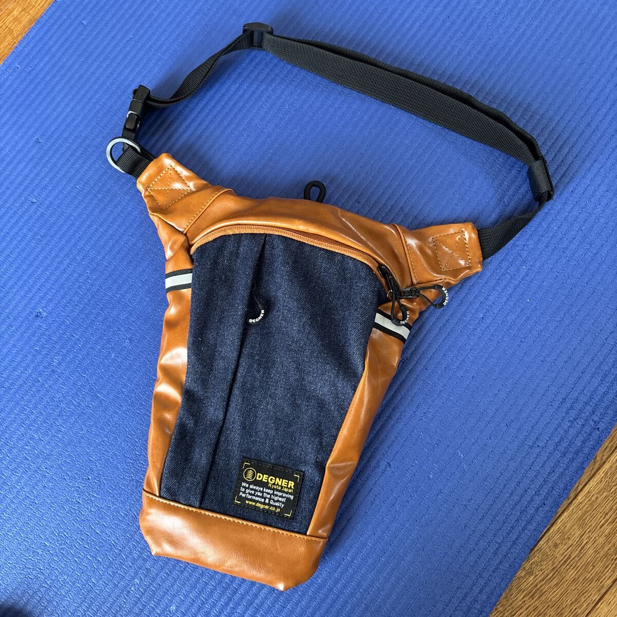 ●DEGNER NB-198 ホルスターバッグ レッグバッグ ブラウンネイビ ー USED美品●縦29×横31×幅5cm 