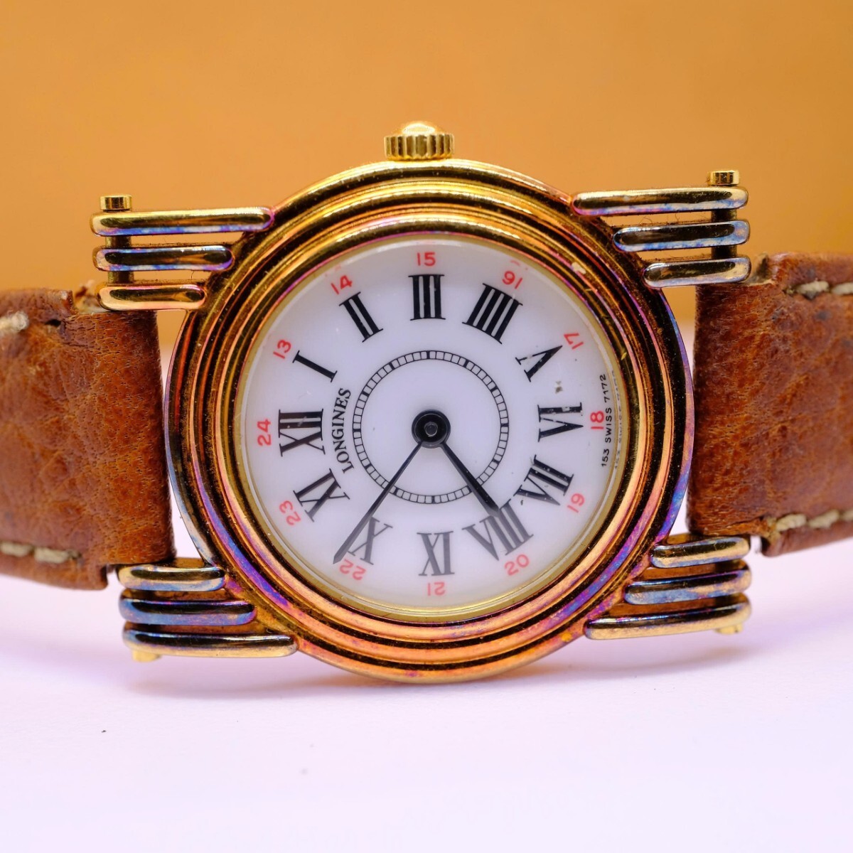 【C332】ロンジン LONGINES クォーツ Quartz ホワイト文字盤 ローマンインデックス レディース 腕時計 稼働品
