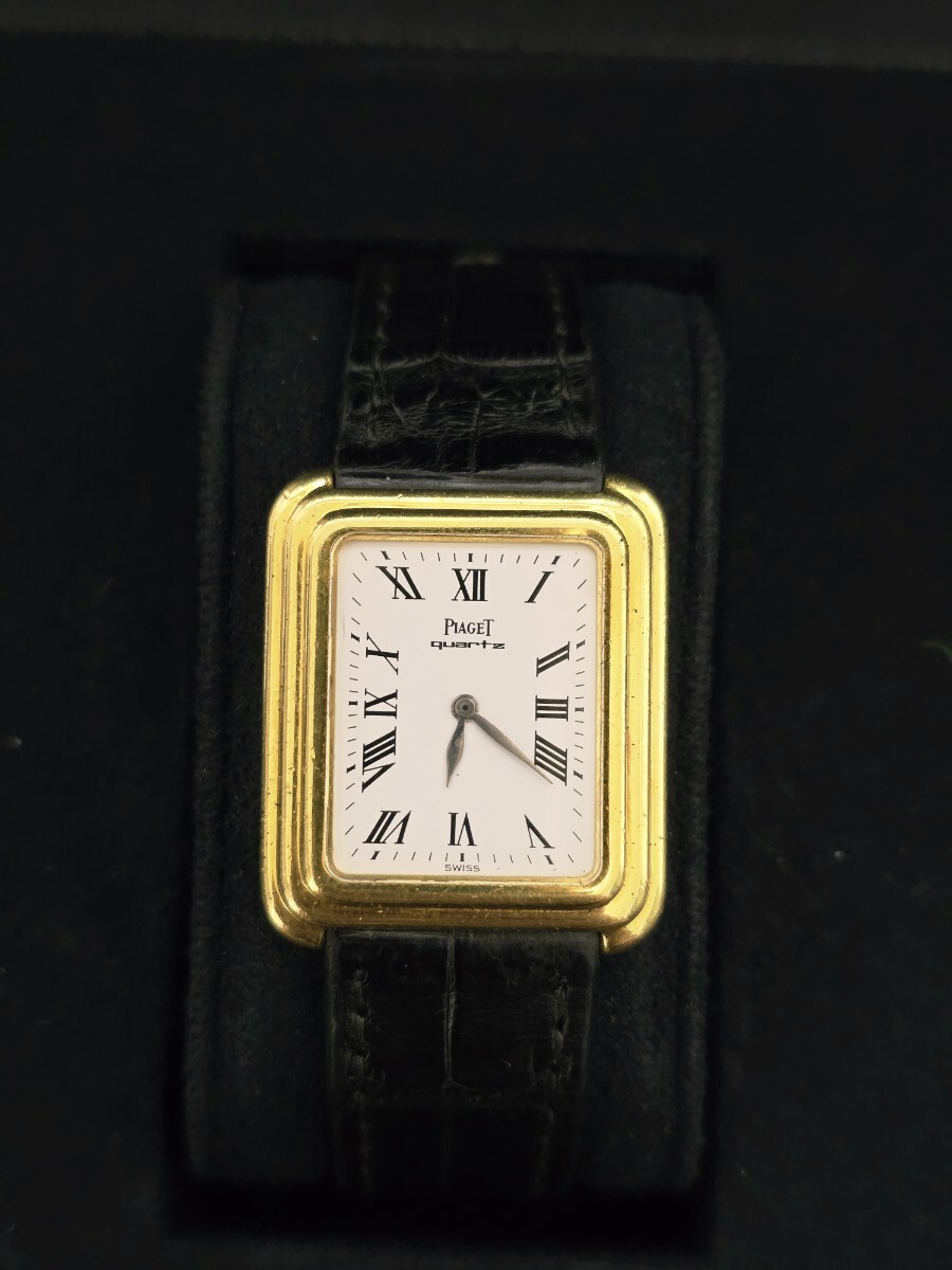 F225 稼働品】純正★ピアジェ PIAGET 74101 K18YG 750 金無垢 クォーツ ホワイト文字盤 メンズ 腕時計 総重量約31.6g 新品電池交換済