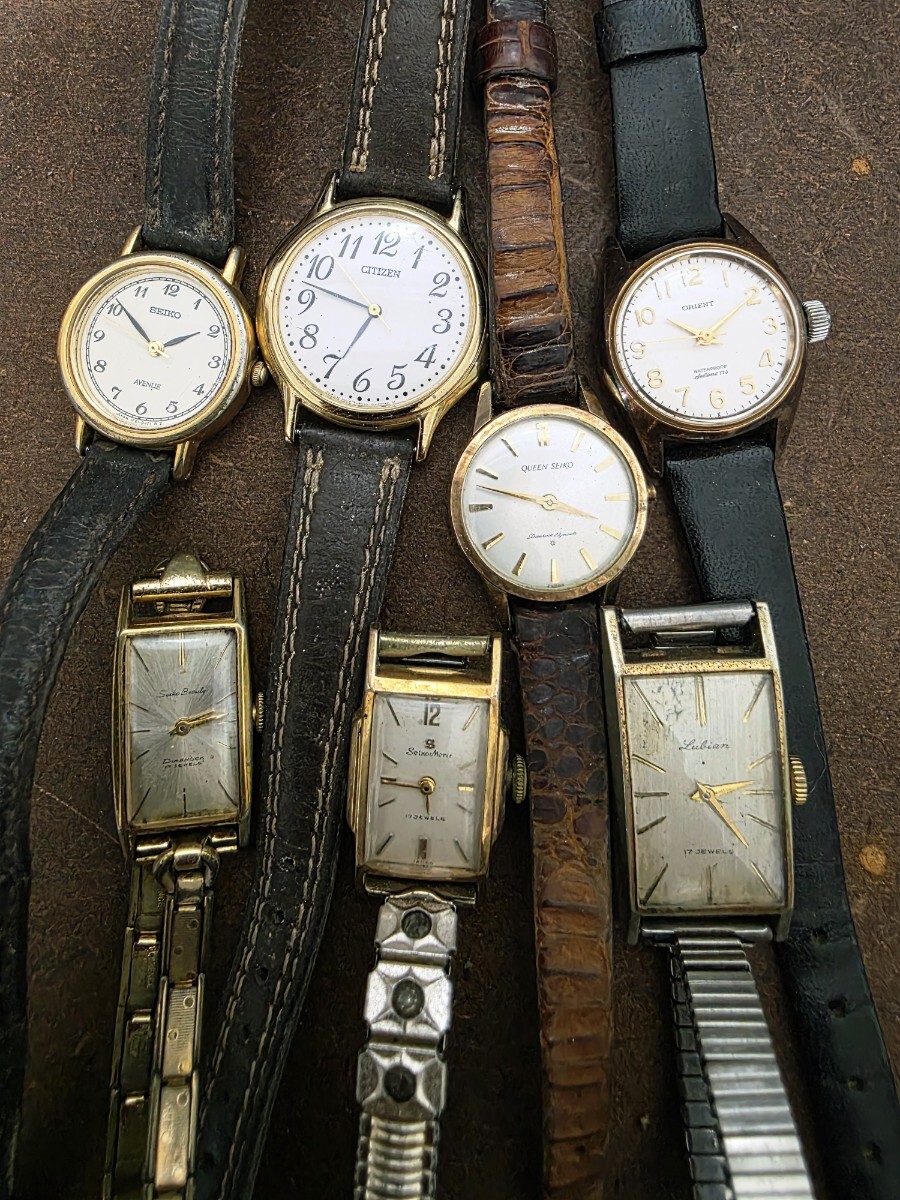 F239【 7点まとめ】ヴィンテージ 腕時計 セイコー QUEEN SEIKO / ORIENT Selene / CITIZEN / Lubian 他 メカニカル クォーツ ジャンク