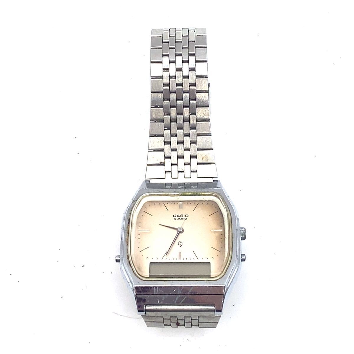 CASIO（カシオ） AQ-340 アナデジ シルバー 白文字盤 クォーツ メンズ 腕時計