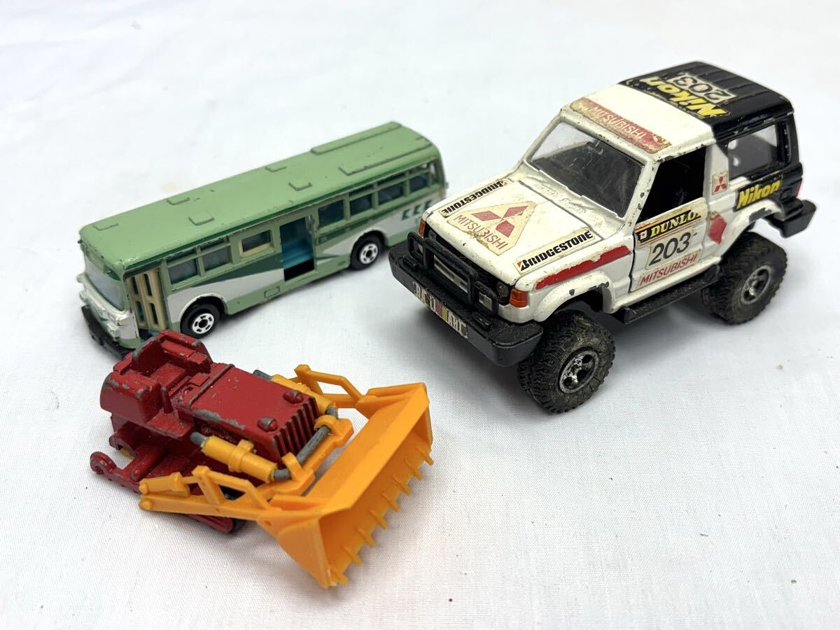 1円〜 ミニカー 当時物 玩具 ヨネザワ ニシキ 自動車 バス 乗用車 作業車 三菱 パジェロ レトロ アンティーク コレクション 3点 まとめて