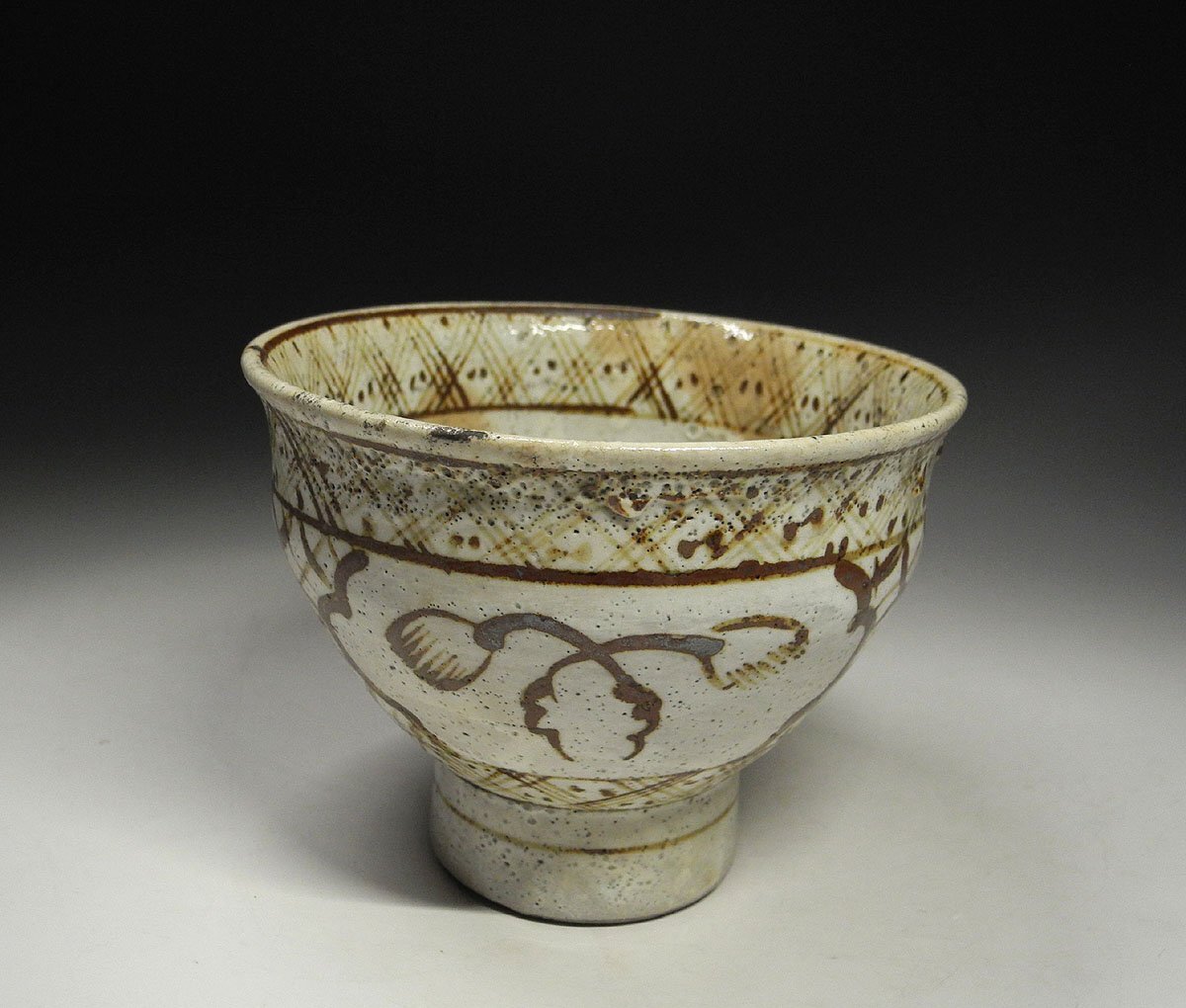 緑屋h■ 時代物　安南 鉄絵 絞手 茶碗　ベトナム古陶磁 時代物　i9/6-6753/26-6#60
