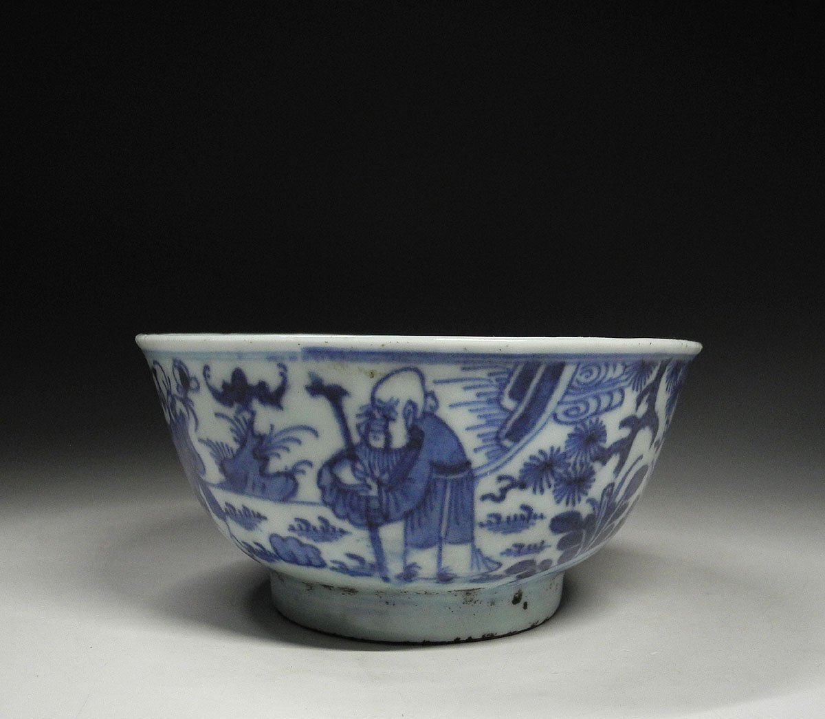 緑屋h■ 中国古玩　古染付　鉢　南京 青花 唐物 時代物　i9/6-6775/26-6#60